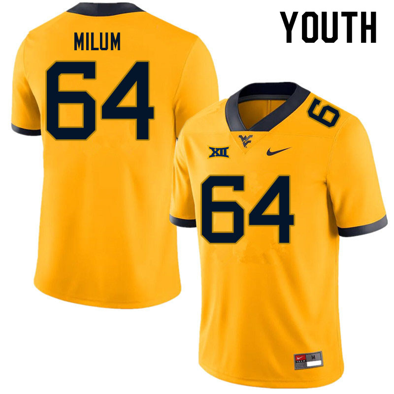 NCAA Youth Wyatt Milum West Virginia Mountaineers Gold #64 Nike Stitched Football College Authentic Jersey VU23R50IM